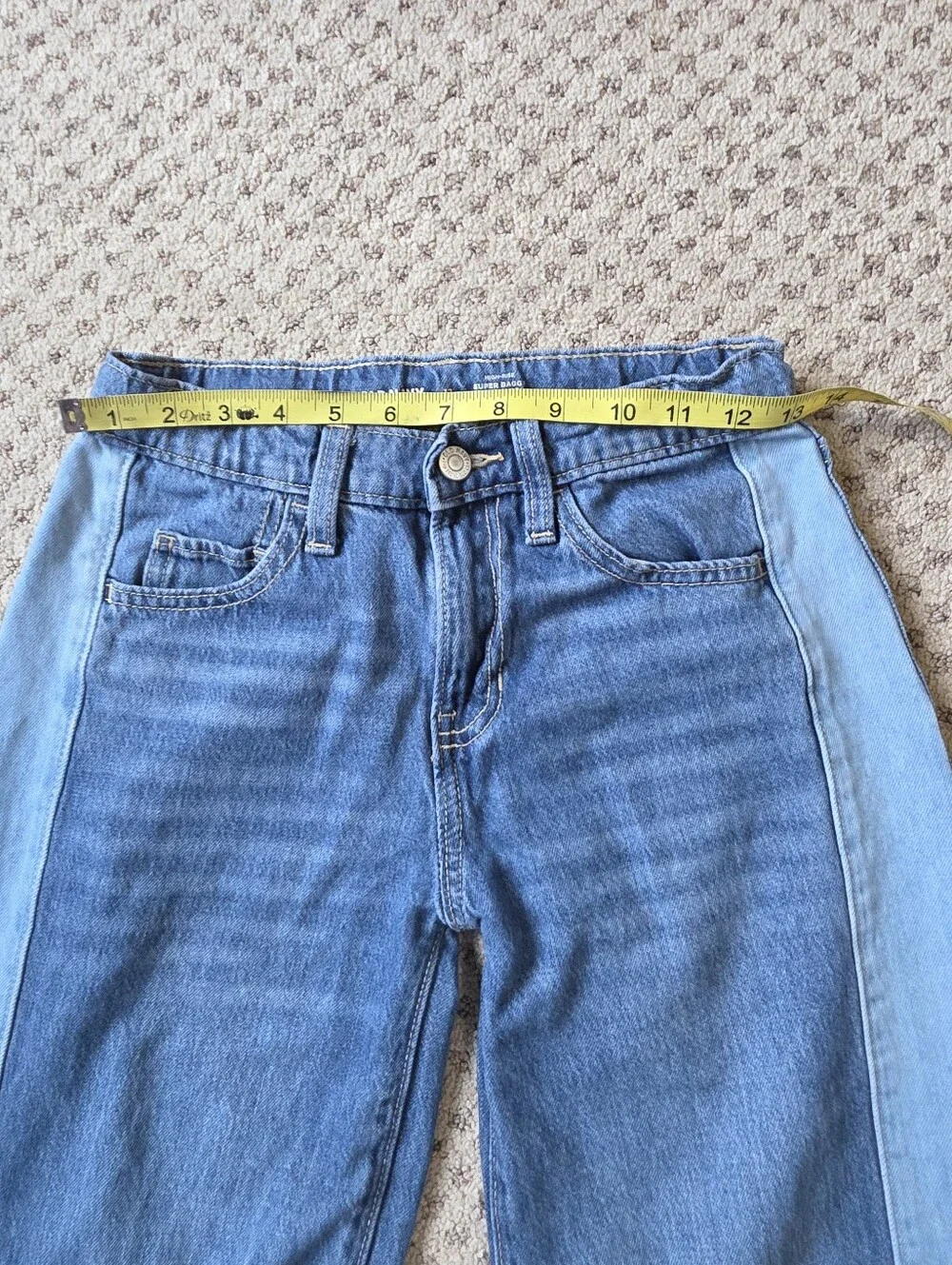 Old Navy High Rise Super Baggy Two-Tone Blue Wide-Leg Jeans